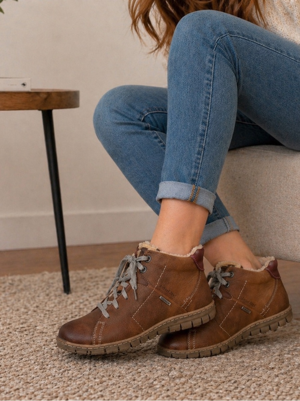 NEW Josef Seibel Steffi Brown Ankle Boot Women's Size 6 -6.5 Fuzzy Inside 37 EU
